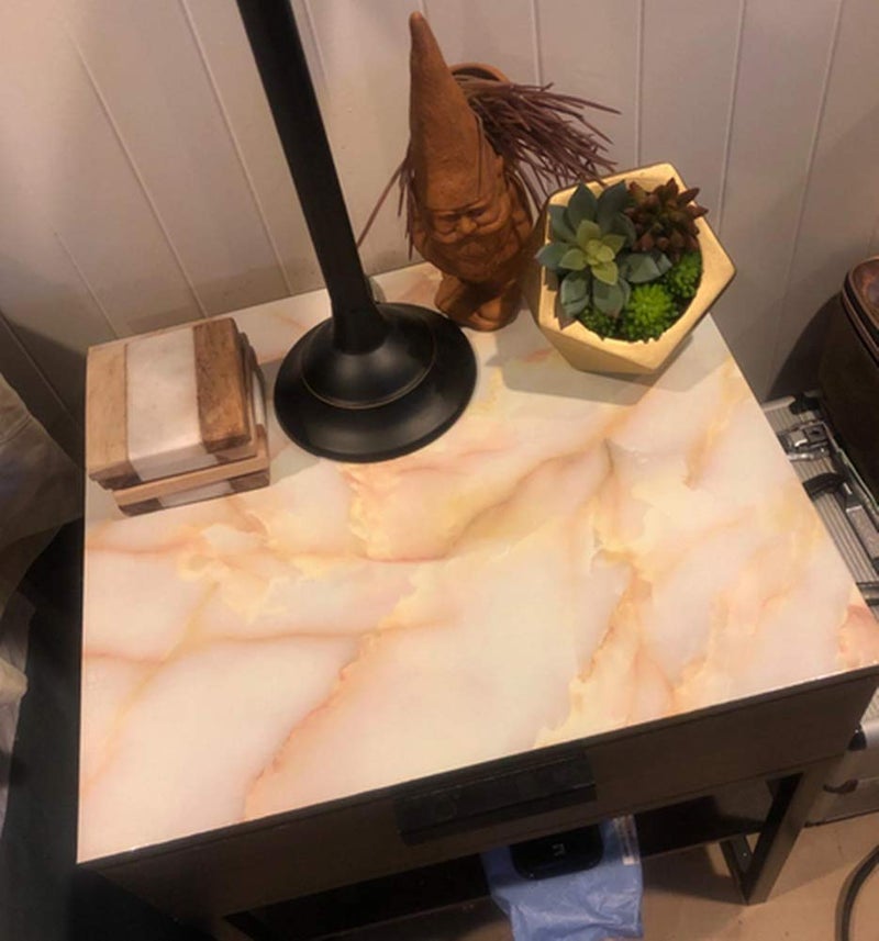 UPREDO Pink Jade Marble Paper Granite Look Effect Countertops Adhesive Paper Gloss Vinyl Film Wallpaper Self Adhesive Removable 15.8inch by 79inch - Image 5